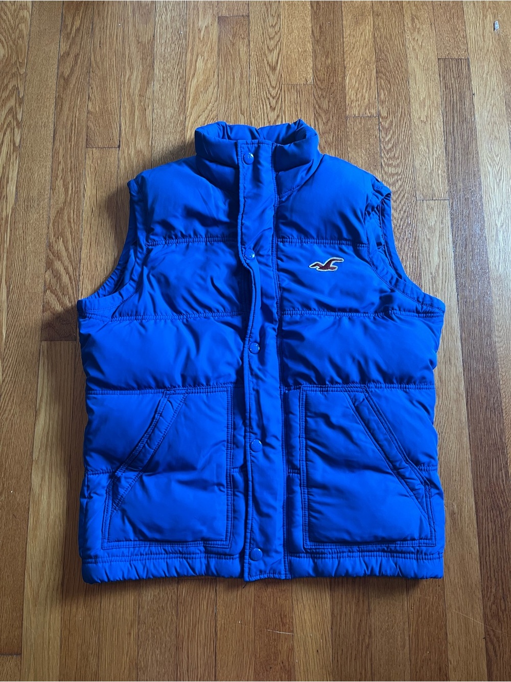 Hollister Blue Puffer Vest Sz XL Large Square Tag Read Defect
